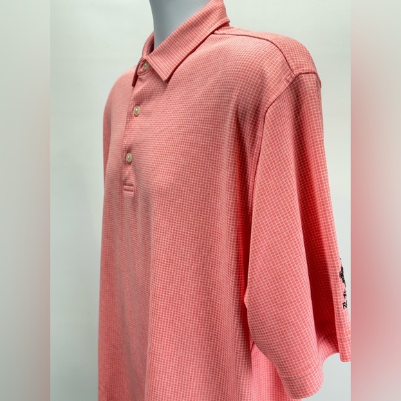 FOOTJOY Men's Coral/Pink grid pattern golf Polo shirt size L - Picture 10 of 12